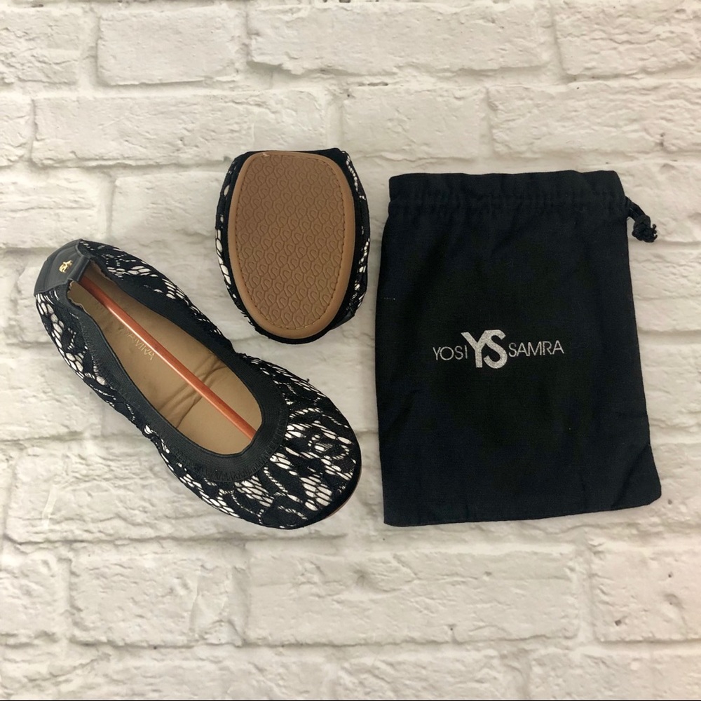 Yosi Samra Lace Foldable Ballet Flats